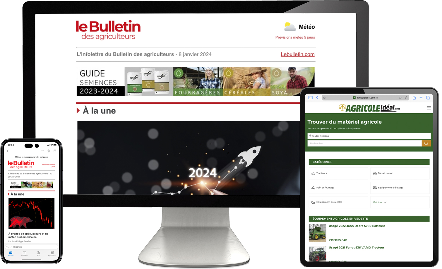 L'infolettre du Bulletin et AgricoleIdeal sur mobile, tablet et écran